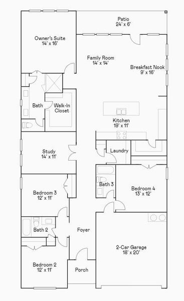 2D floor plan layout of this home in Cross Creek West, Fulshear, TX (Image 3).