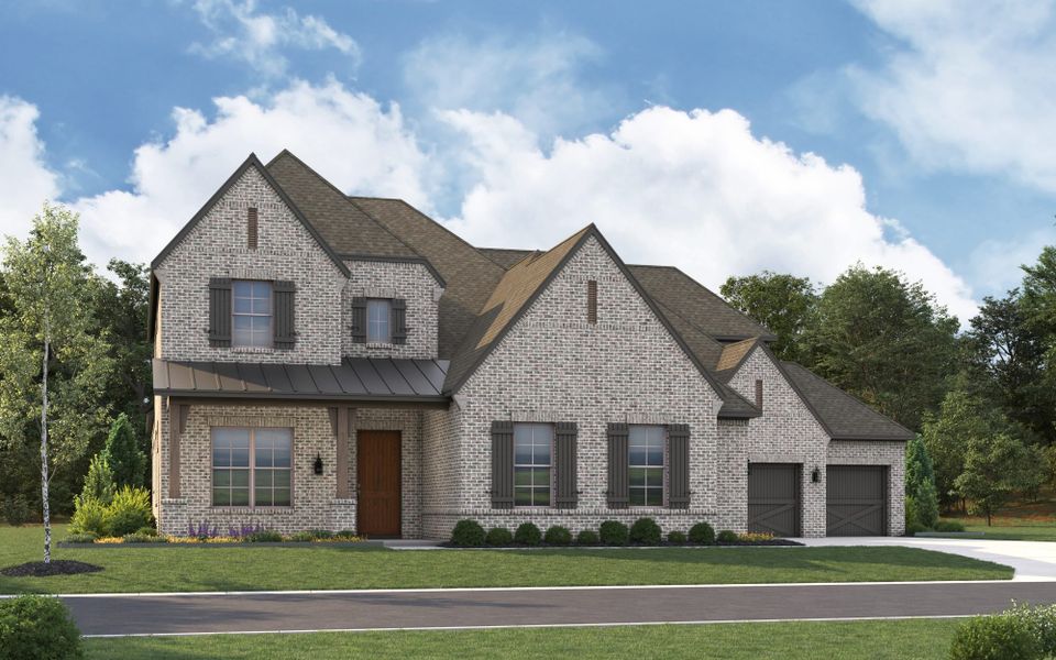 Representative exterior photo of a completed home built from the 6081 by Tradition Homes in Mustang Lakes, McKinney, TX (Image 2). Representative exterior photo of a completed home built from the 6081 by Tradition Homes in Mustang Lakes, McKinney, TX (Image 2).
