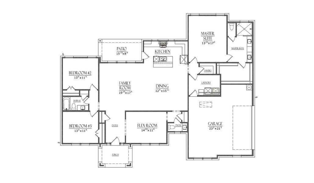2D floor plan layout for the The Wilder by Doug Parr Custom Homes in Monarch Manor, Poolville, TX (Image 3).