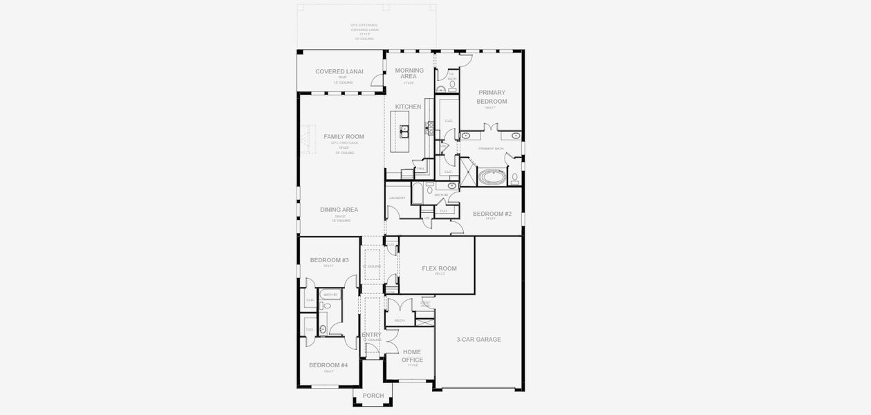 2D floor plan layout for the 2957F by Perry Homes in Sanctuary at Seaire, Parrish, FL (Image 3).