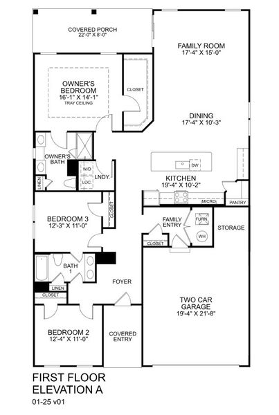 2D floor plan layout for the Palladio Ranch by Ryan Homes in Albemarle, Hertford, NC (Image 4).