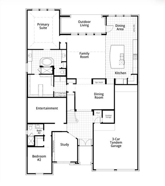 2D floor plan layout for the 222 Plan by Highland Homes in Harvest Green, Richmond, TX (Image 23). 2D floor plan layout for the 222 Plan by Highland Homes in Harvest Green, Richmond, TX (Image 23).