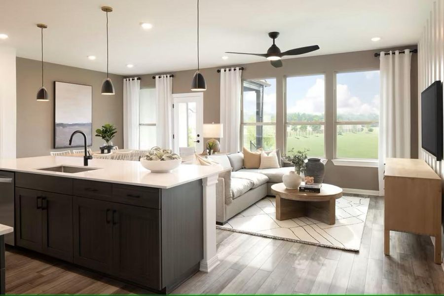 Photo of Pulte model home with same floor plan, not of actual home listed.