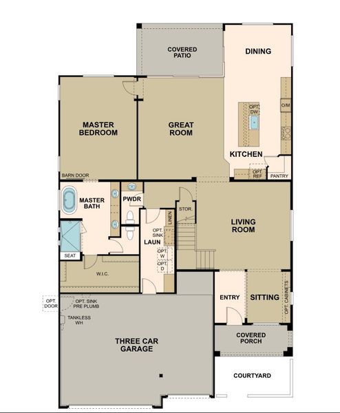 2D floor plan layout for the Diamond by Elliott Homes in Forté at Granite Vista, Waddell, AZ (Image 4). 2D floor plan layout for the Diamond by Elliott Homes in Forté at Granite Vista, Waddell, AZ (Image 4).