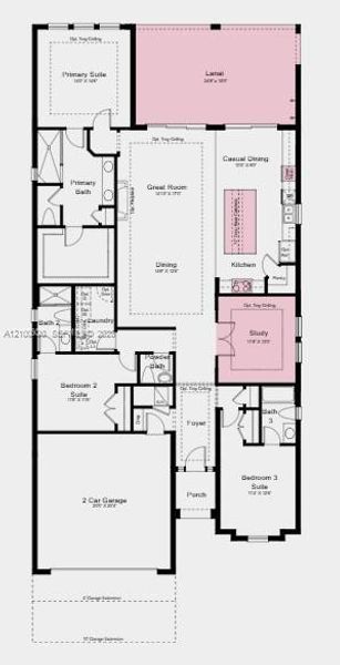 Floor Plan ~ Additional Highlights Include: an extended lanai with an outdoor kitchen rough-in, gourmet kitchen, study with French doors, tray ceiling package, and upgraded appliance package Floor Plan ~ Additional Highlights Include: an extended lanai with an outdoor kitchen rough-in, gourmet kitchen, study with French doors, tray ceiling package, and upgraded appliance package