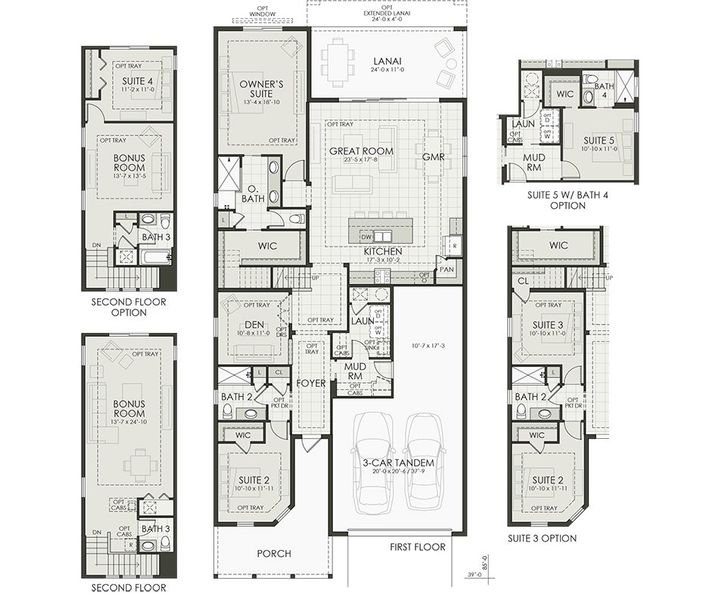 2D floor plan layout for the Genoa by Homes by Towne in Shellstone at Waterside, Sarasota, FL (Image 4).