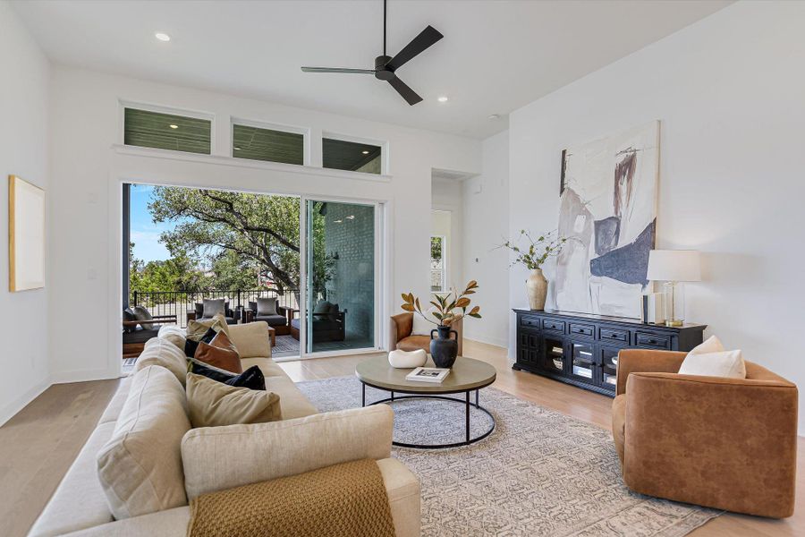 Family Room Patio Doors Open (Staged)