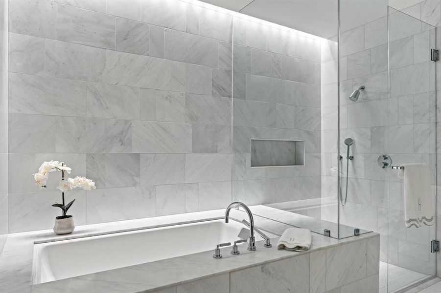 Furnished interior view inside a new home in Hall Arts Residences, Dallas (Image 7). Furnished interior view inside a new home in Hall Arts Residences, Dallas (Image 7).