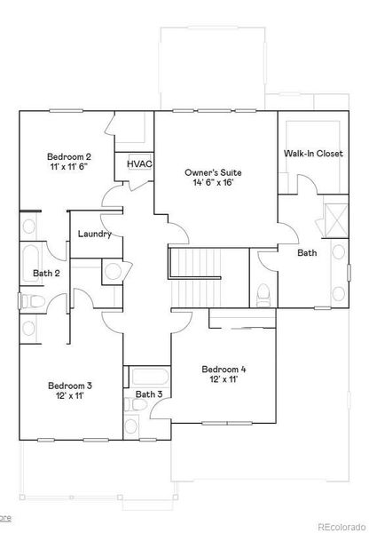 2D floor plan layout of this home in Riano Ridge: The Monarch Collection, Loveland, CO (Image 2).