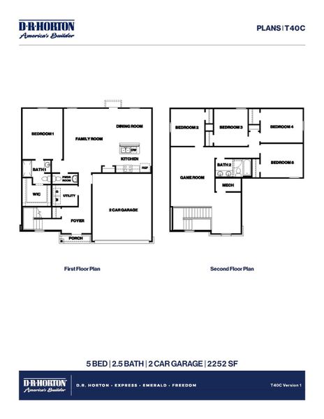2D floor plan layout for the Plan by D.R. Horton in Watermark, Alvin, TX (Image 3).