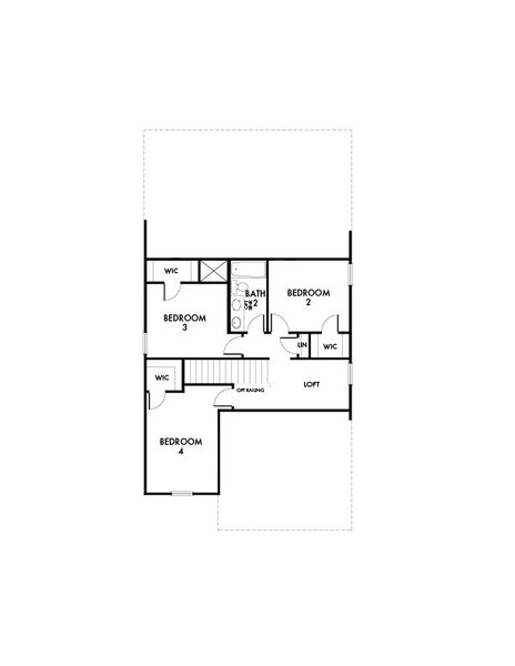 2D floor plan layout for the Oak by Impression Homes in Creekside Ranch, Blue Ridge, TX (Image 4).