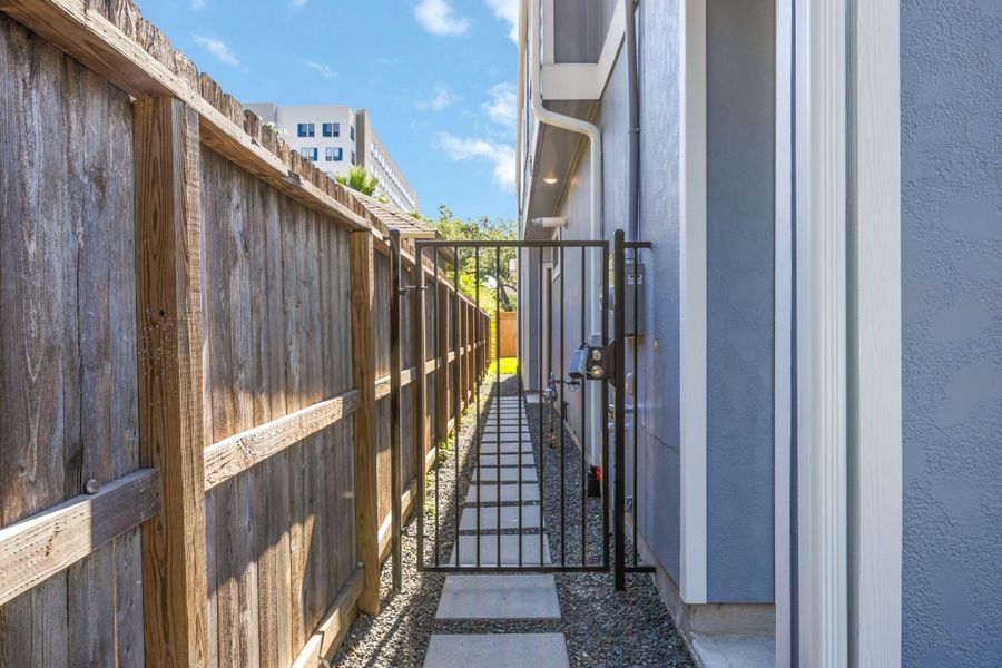 Lock & Leave: Travel's no problem with security measures like a wrought iron gate and camera pre-wiring. Lock & Leave: Travel's no problem with security measures like a wrought iron gate and camera pre-wiring.