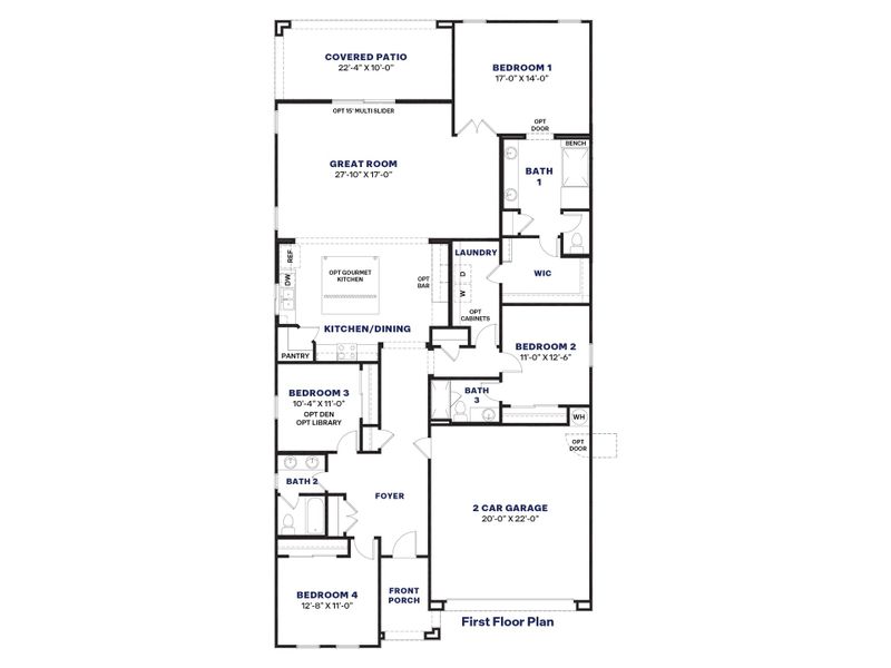 2D floor plan layout of this home in The Ridge at Stone Butte, Phoenix, AZ (Image 4).