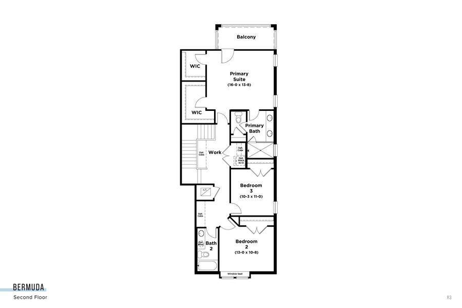 2D floor plan layout for the Bermuda by DRB Homes in Lagoon Residences at Epperson, Wesley Chapel, FL (Image 6).