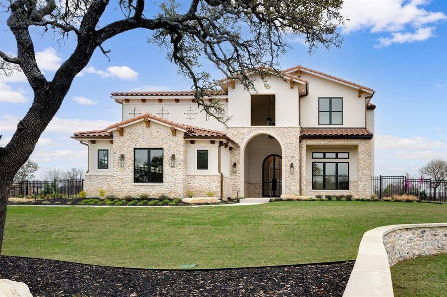 Front exterior of a new home in Fleming Pointe, Fort Worth, TX, highlighting curb appeal (Image 24).