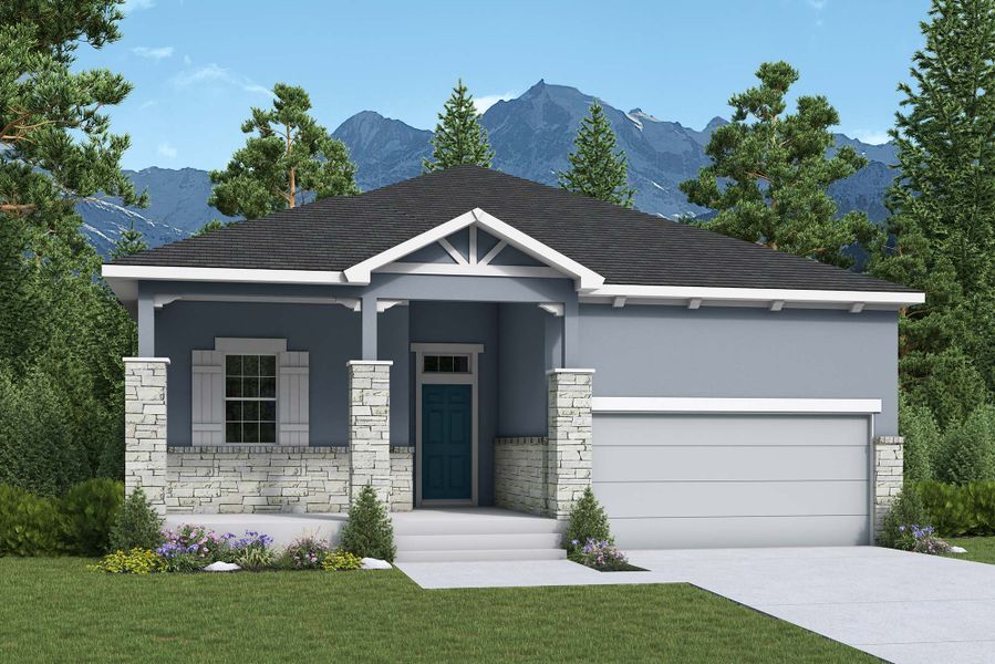 Front exterior of a new home in Wolf Ranch - Enclave Collection, Colorado Springs, CO, highlighting curb appeal (Image 20). Front exterior of a new home in Wolf Ranch - Enclave Collection, Colorado Springs, CO, highlighting curb appeal (Image 20).