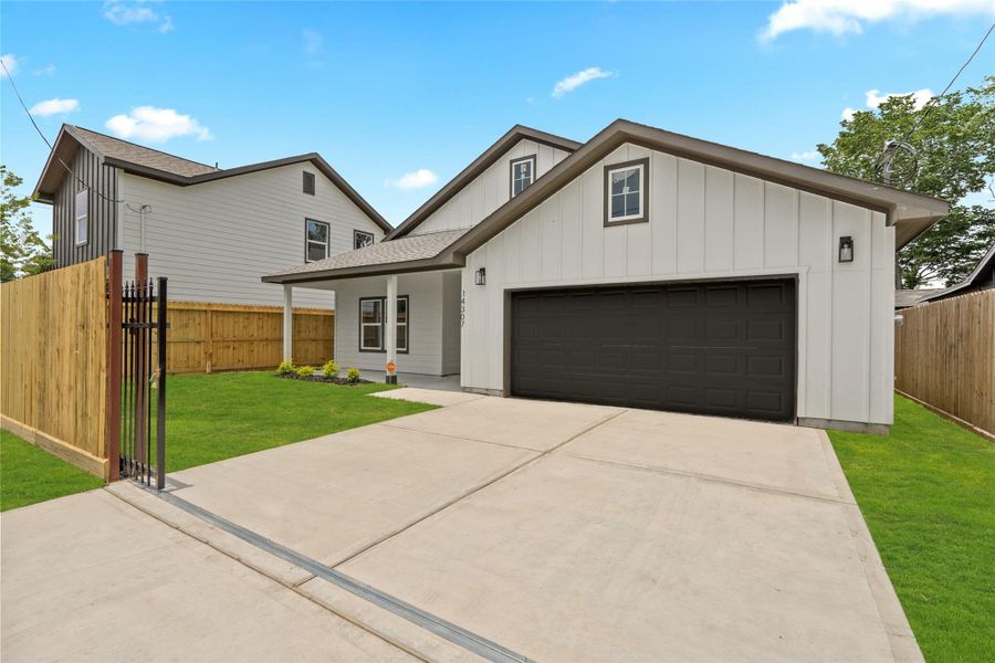 Completely gated on all 4 sides with 2 car garage