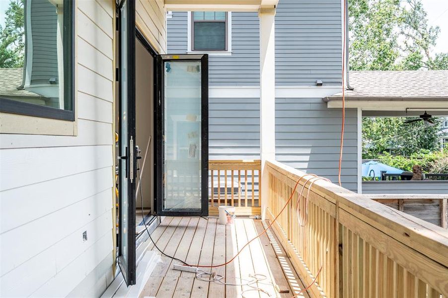 First of two outdoor patios. California accordian sliding glass doors.