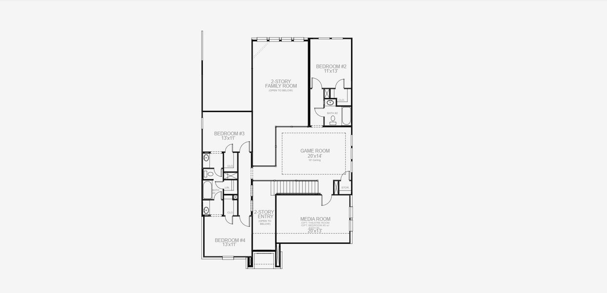 2D floor plan layout for the 3190W by Perry Homes in Briggs Ranch 50', San Antonio, TX (Image 4). 2D floor plan layout for the 3190W by Perry Homes in Briggs Ranch 50', San Antonio, TX (Image 4).