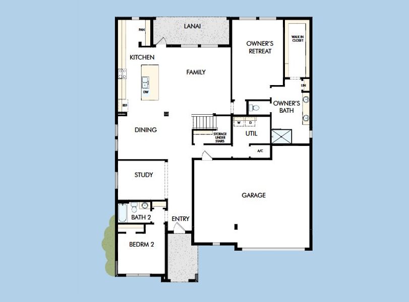 2D floor plan layout for the The Louetta by David Weekley Homes in Coasterra, Palmetto, FL (Image 3).