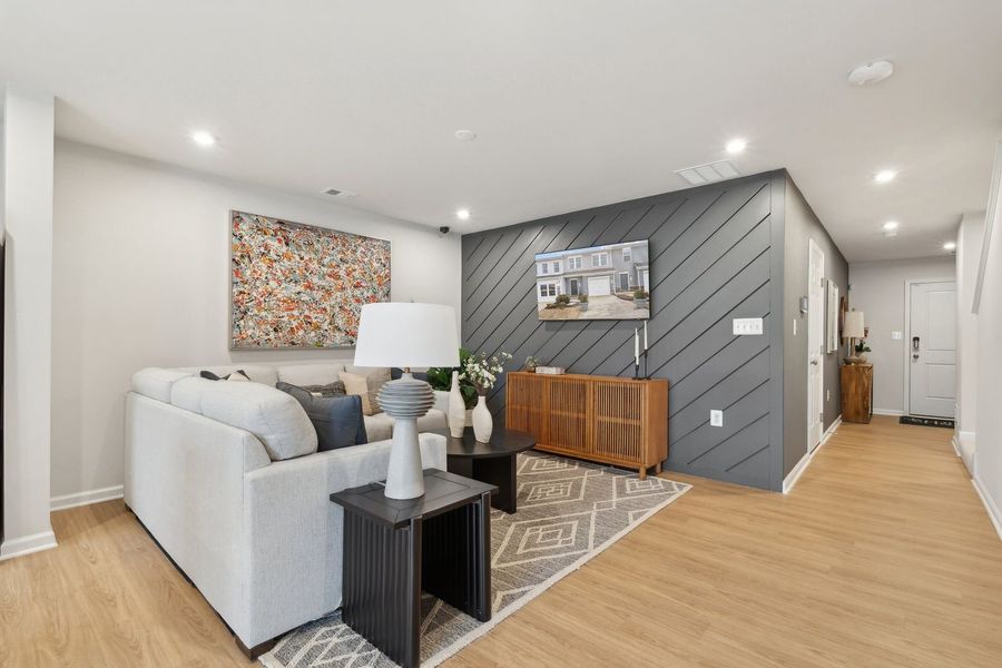Representative furnished interior of a home built from the The Rutledge by Stanley Martin Homes in Essence at Trinity Townhomes, Columbia (Image 39).