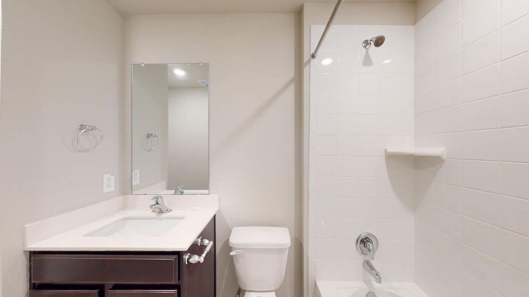 Full bathroom with vanity and shower / bathtub combination