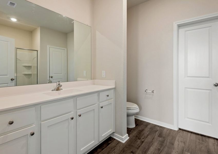 Master bathroom with a spacious vanity