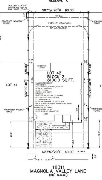 18311 Magnolia Valley Lane preliminary plot plan
