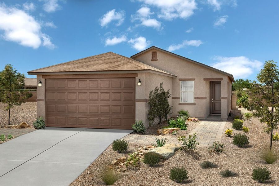 Representative exterior photo of a completed home built from the 1465 Modeled by KB Home in Bella Tierra Reserve, Tucson, AZ (Image 9). Representative exterior photo of a completed home built from the 1465 Modeled by KB Home in Bella Tierra Reserve, Tucson, AZ (Image 9).