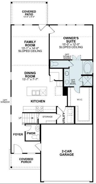 2D floor plan layout of this home in Lone Star Landing, Montgomery, TX (Image 3).