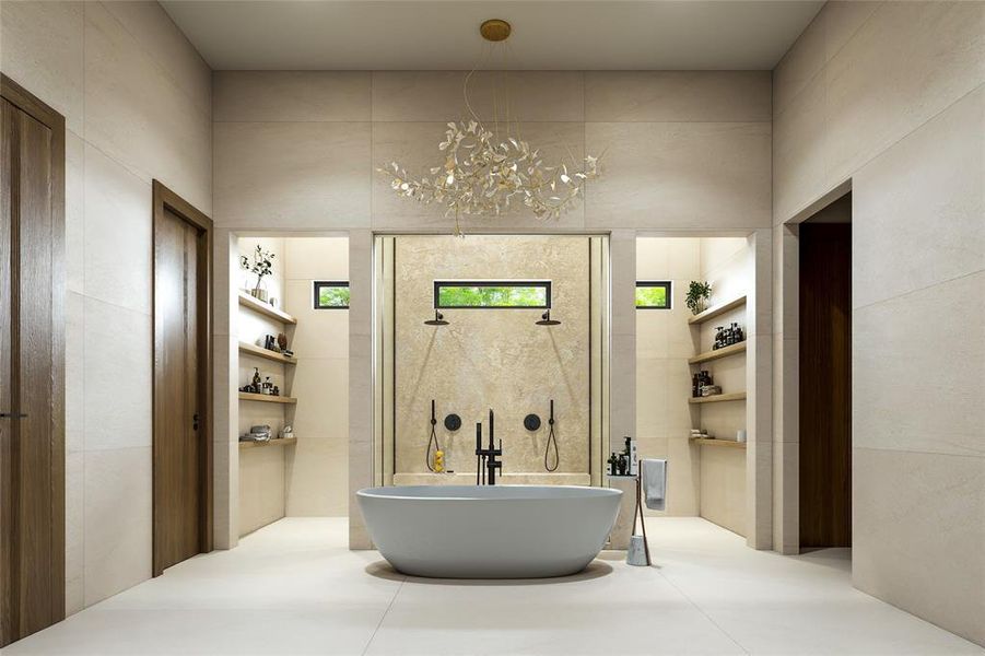 Primary bathroom with beautiful soaking tub