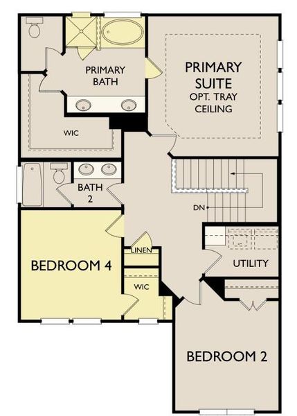 2D floor plan layout of this home in The Cottages at Lariat, Liberty Hill, TX (Image 3).