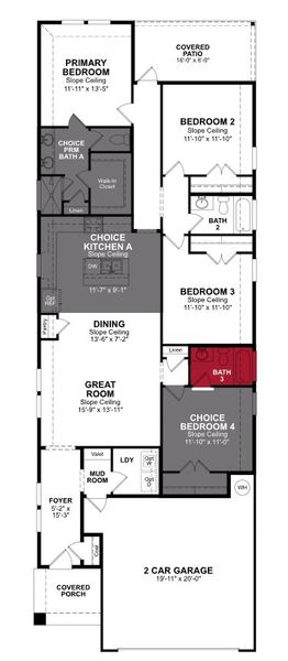2D floor plan layout of this home in Veranda, San Antonio, TX (Image 2).
