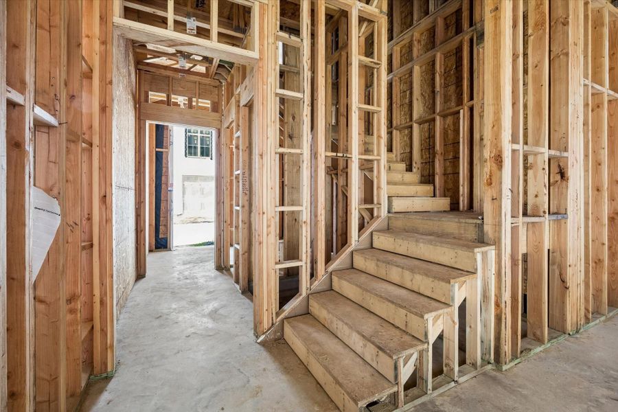 Current stage of construction for the entryway of the home. Current stage of construction for the entryway of the home.
