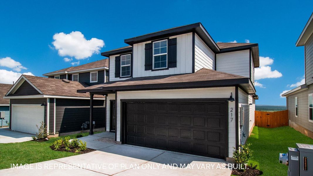 Front exterior of a new home in Wayside, Uhland, TX, highlighting curb appeal (Image 2).