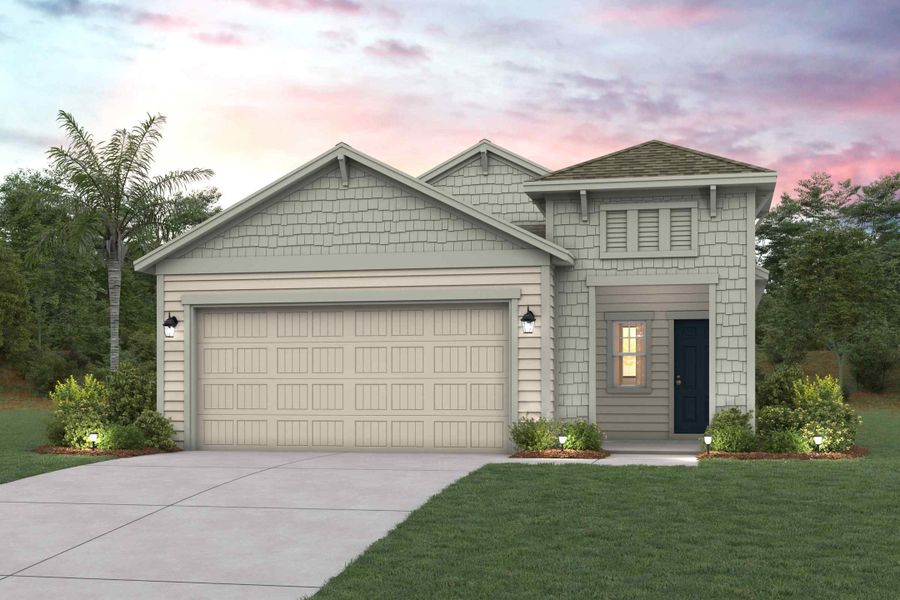 Front exterior of a new home in The Preserve at Camden Woods, Kingsland, GA, highlighting curb appeal (Image 1). Front exterior of a new home in The Preserve at Camden Woods, Kingsland, GA, highlighting curb appeal (Image 1).