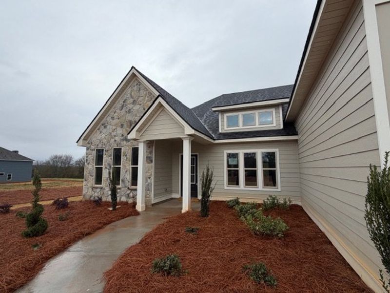 Front exterior of a new home in Blackwelder Bluff, Bowdon, GA, highlighting curb appeal (Image 2).