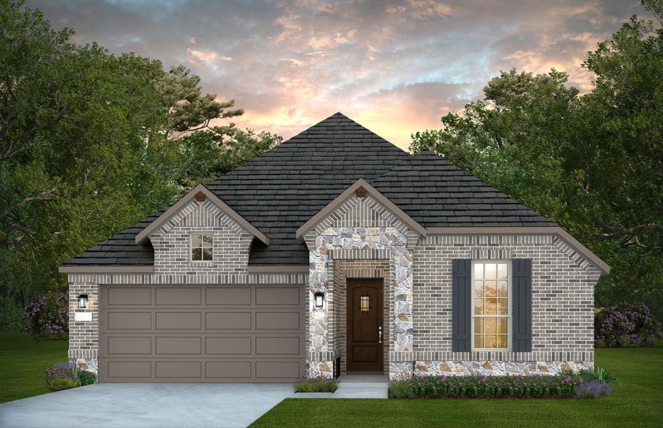Representative exterior photo of a completed home built from the Axtell by Pulte Homes in Valencia, Manvel, TX (Image 19).