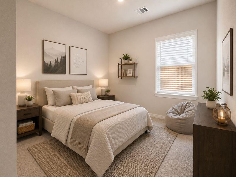 Bedroom #3. Virtual staging for reference to showcase the floor plan potential.