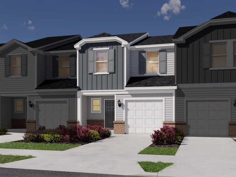 Representative exterior photo of a completed home built from the Topaz by Meritage Homes in Valentine Townes, Greer, SC (Image 2).