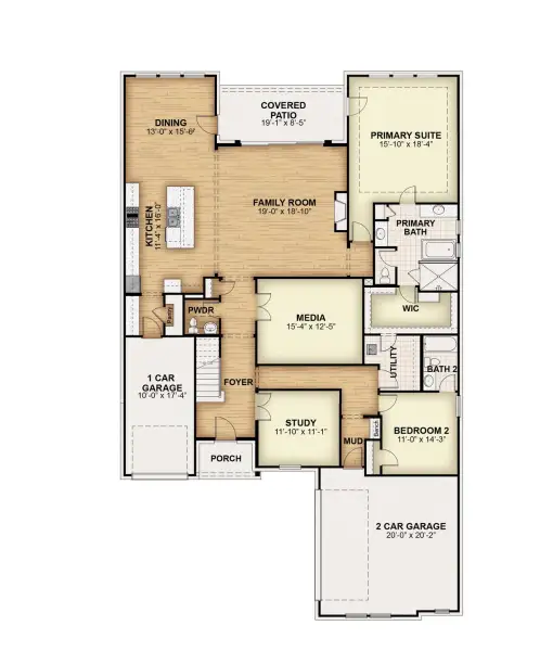2D floor plan layout for the Edward- 70 ft Home Site by Rockwell Homes in Nelson Lake Estates, Rockwall, TX (Image 6).