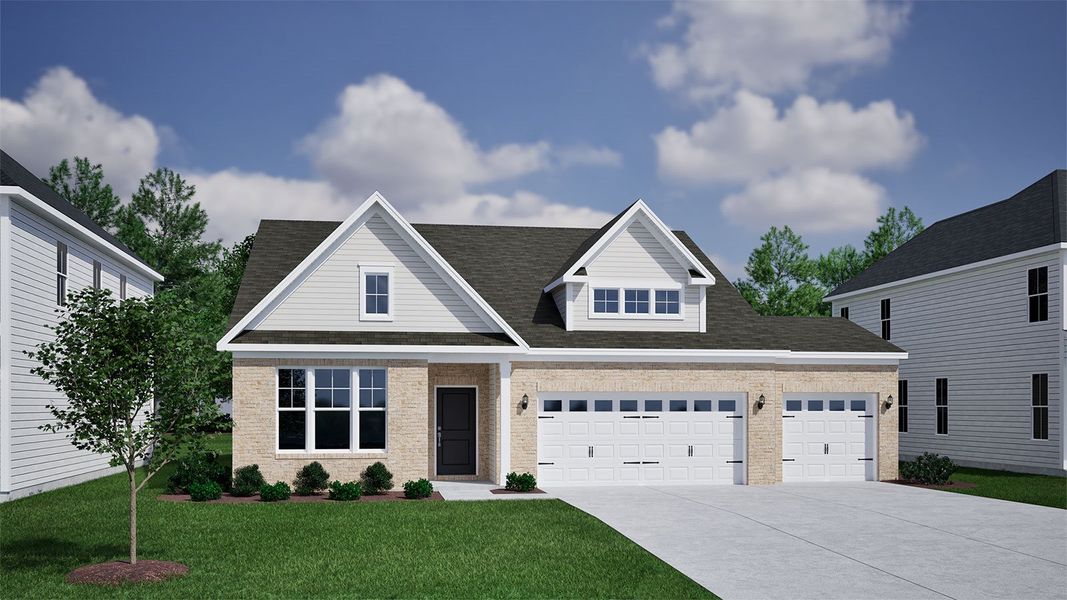 Representative exterior photo of a completed home built from the Cary - Vanguard Collection by Mungo Homes in Cottages at Lake Emory, Inman, SC (Image 20).
