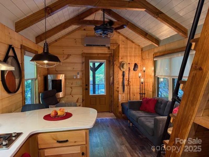 Kitchen looking into the living area