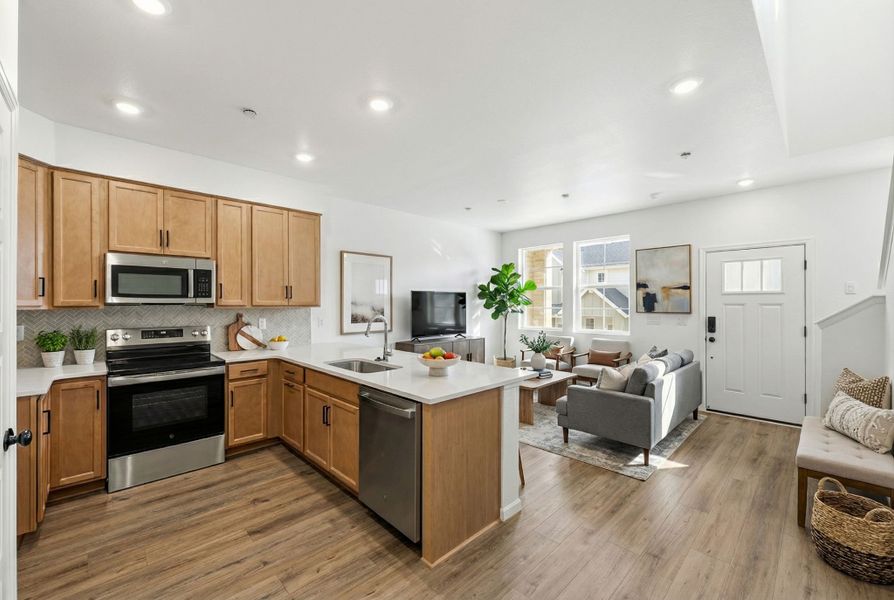 Furnished interior view inside a new home in Trailstone Townhomes - The Westerly Collection, Arvada (Image 4).
