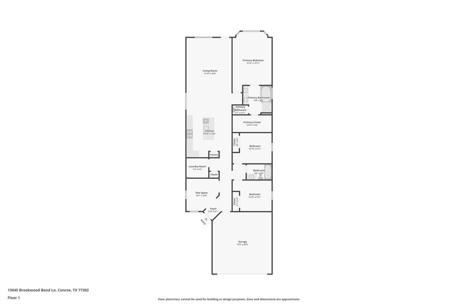 2D floor plan layout of this home in Evergreen 40', Conroe, TX (Image 5).