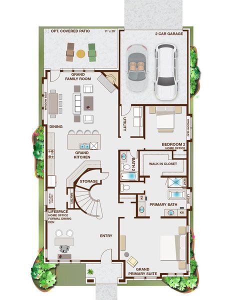 2D floor plan layout for the Royal Summit by Grand Homes in Goodland in Prairie Ridge, Venus, TX (Image 4). 2D floor plan layout for the Royal Summit by Grand Homes in Goodland in Prairie Ridge, Venus, TX (Image 4).