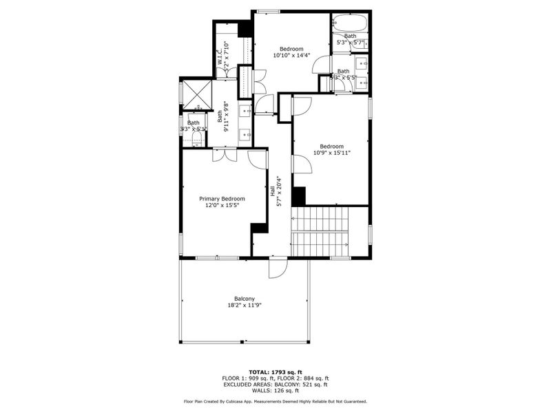 The second-floor floor plan showcases the private Primary Suite, additional bedrooms, and access to another spacious balcony with Gulf views.