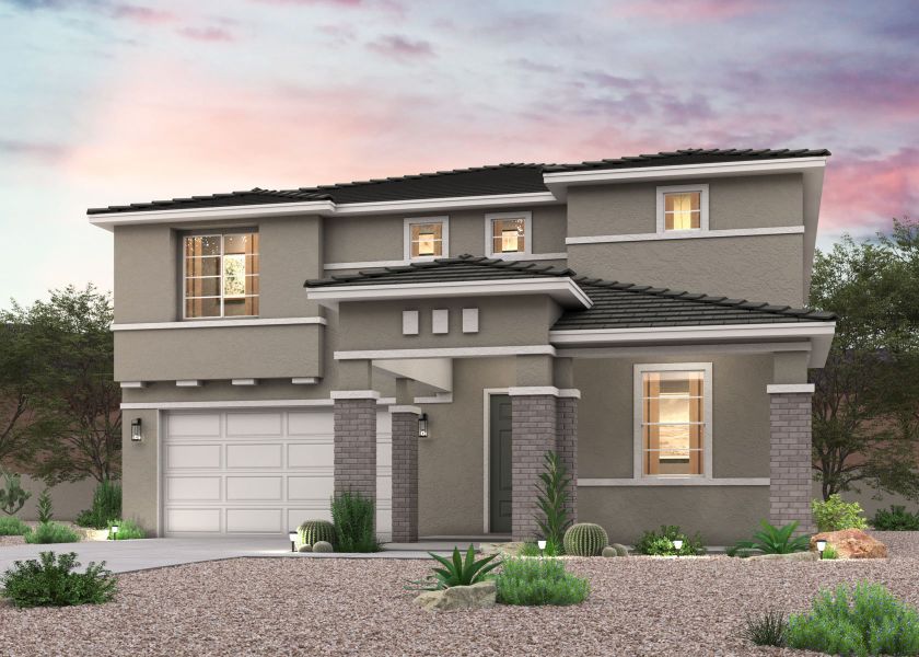 Representative exterior photo of a completed home built from the Trinity by Century Communities in The Foothills Collection at Rancho Vista, Sun City, AZ (Image 1).