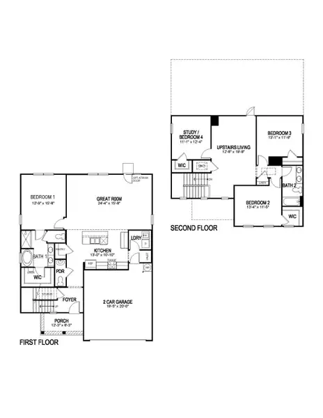 2D floor plan layout for the Belfort by D.R. Horton in Braselton Village, Braselton, GA (Image 3).