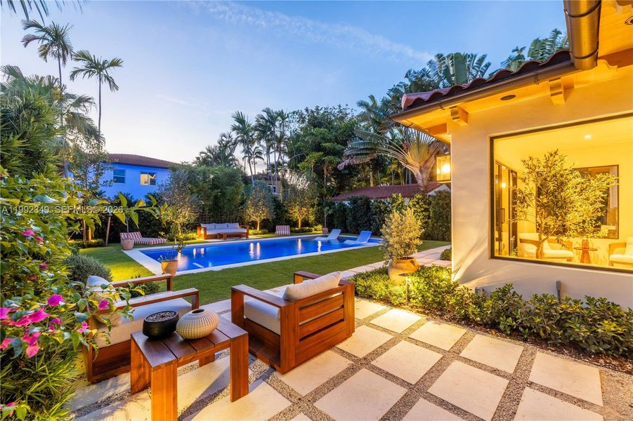 Exterior details and patio area of a home in , Miami Beach (Image 2). Exterior details and patio area of a home in , Miami Beach (Image 2).